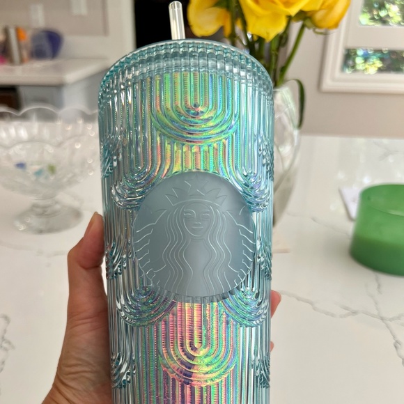 Starbucks 2022 Spring Mermaid Iridescent Holographic Wave  - Plastic Cold Cup - - Picture 3 of 7
